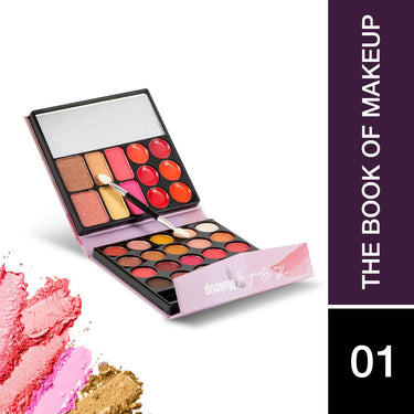 Hilary Rhoda The Book of Makeup | 20 Eyeshadows | 2 Highlighters | 2 Blushes | 2 Contours | 6 Cream Lip Glosses | Dual Ended Brush | Long Lasting | Blends Easily- 23.4g (Shade 1)